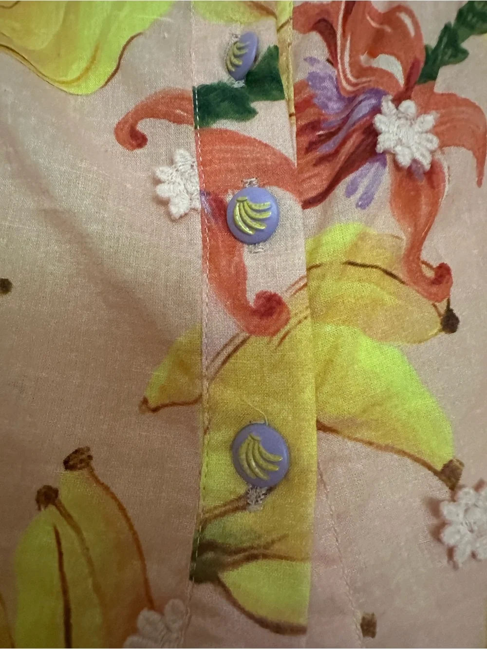FARM Rio Pink & Yellow Banana Floral Puff-Sleeve Blouse